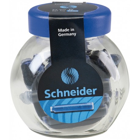 Patroane cerneala SCHNEIDER, 30buc/borcan cu capac plastic - albastru