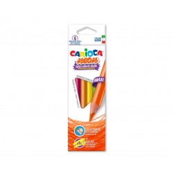 Creioane colorate fluorescente, triunghiulare, 6 culori/cutie, CARIOCA Maxi Neon