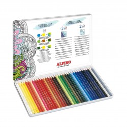 Creioane colorate acuarela, cutie metal, 36 culori/set, ALPINO Aquarelle