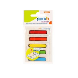 Stick index plastic transp color 45x12 mm, 5x20 file/set, Stick"n Z Fold- sageata - 5 culori neon