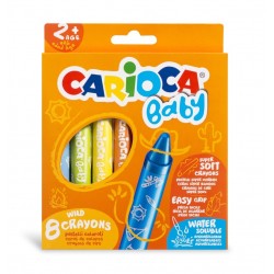 Creioane cerate, rotunde, lavabile, 8 culori/cutie, CARIOCA Baby Wild Crayons 2+