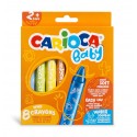 Creioane cerate, rotunde, lavabile, 8 culori/cutie, CARIOCA Baby Wild Crayons 2+