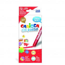 Creioane cerate rotunde, 12 culori/cutie, CARIOCA Oil Pastel Crayons Maxi