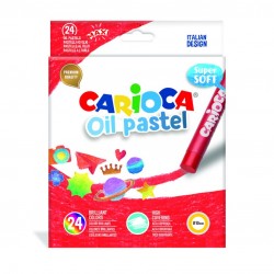 Creioane cerate rotunde, 24 culori/cutie, CARIOCA Oil Pastel Crayons Maxi