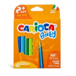 Creioane colorate, triunghiulare, 10 culori/cutie, CARIOCA Baby 2+