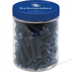 Patroane cerneala SCHNEIDER, 100buc/borcan cu capac plastic - albastru
