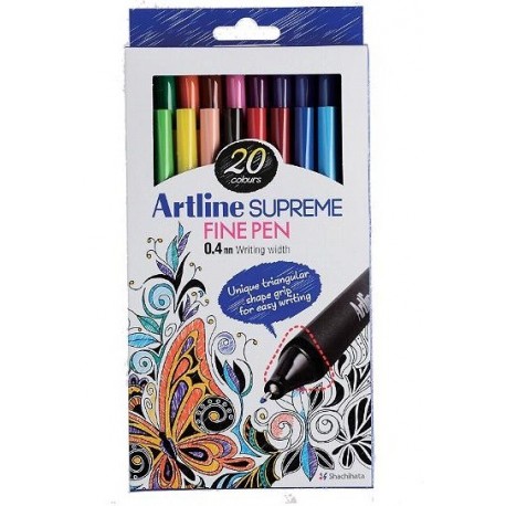 Liner ARTLINE Supreme, varf fetru 0.4mm, 20 culori/set