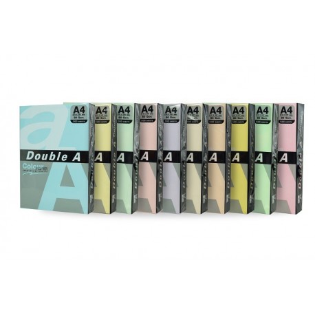 Hartie color pentru copiator A4, 80g/mp, 100coli/top, Double A - 5 culori pastel asortate