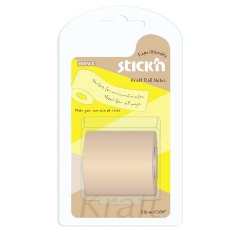 Notes autoadeziv in rola, cu dispenser, 50 mm x 10 m, Stick"n - kraft