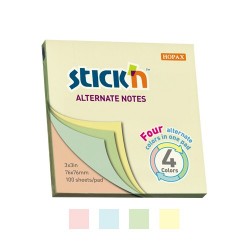 Notes autoadeziv 76 x 76 mm, 100 file, Stick"n Alternate - 4 culori pastel