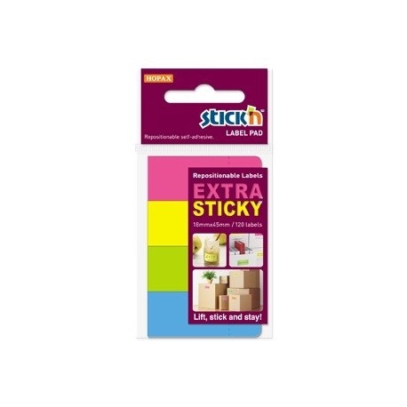 Etichete autoadezive 18 x 44 mm, 4 x 120 etichete/set Stick"n Extra sticky label - neon asortate