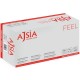 Manusi latex AJSIA Feel, unica folosinta, usor pudrate, 0.10mm, 100 buc/cutie - albe - marime S