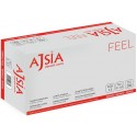 Manusi latex AJSIA Feel, unica folosinta, usor pudrate, 0.10mm, 100 buc/cutie - albe - marime S