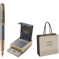 STILOU PARKER SONNET ROYAL Chiselled Silver GT+CUTIE PT. CADOU BRITISH COLLECTION ORGANIZER+PUNGA PT. CADOU