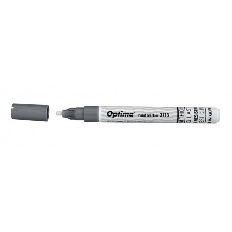 Marker cu vopsea Optima Paint 3713, varf rotund 2.0mm, grosime scriere 1-2mm - argintiu