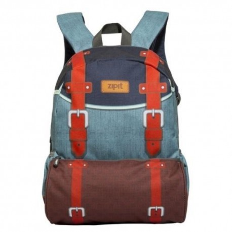 Rucsac ZIPIT Adventure Blue Vintage, cu buzunare laterale