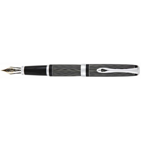 DIPLOMAT Excellence A plus - Wave Guilloche Lapis Black - stilou cu penita M, aurita 14kt.