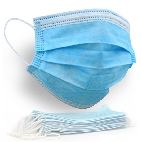 Masti unica folosinta, 3 straturi, 50 buc/set - albastre