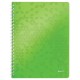 Caiet de birou LEITZ Wow, PP, A4, cu spira, matematica - verde