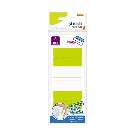 Film index autoadeziv cu tab din hartie, dubla fata, 51 x 72mm, 8 buc/set, Stick"n - culori asortat