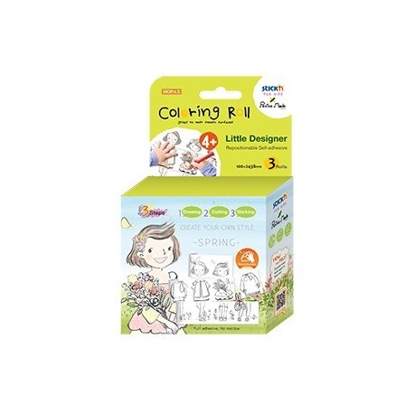 Cutie creativa cu role pentru colorat, 3 buc/set, Stick"n Little Designer - primavara