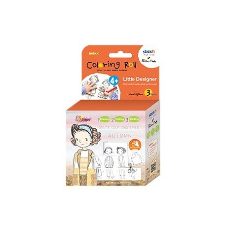 Cutie creativa cu role pentru colorat, 3 buc/set, Stick"n Little Designer - toamna