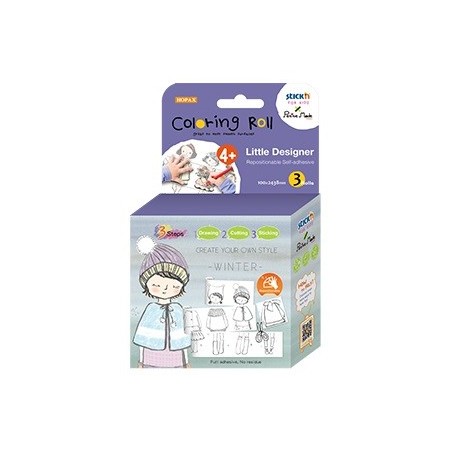 Cutie creativa cu role pentru colorat, 3 buc/set, Stick"n Little Designer - iarna