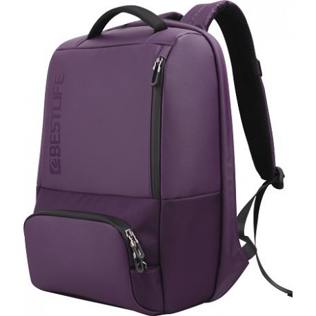 Rucsac BESTLIFE Neoton - violet - laptop 16 inch, charge pentru USB si TypeC conectori