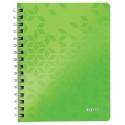 Caiet de birou LEITZ WOW, PP, A5, 80 coli, cu spira, matematica, verde