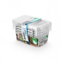 Cutie plastic pt alimente, cu manere si capac, 15x9.5x 9.5cm, 3 buc/set, NANOBOX - capacitate 500ml