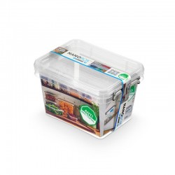 Cutie plastic pt alimente, cu manere si capac, 19.5x15x13cm, 2 buc/set, NANOBOX - capacitate 2L