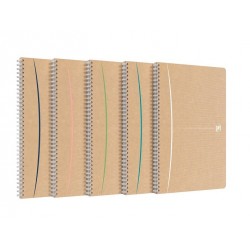 Caiet cu spirala A4, OXFORD Touareg, 90 file - 90g/mp, coperta carton reciclat, cul. nisip/ass - mat