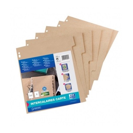 Separatoare carton reciclat, A4, 6 buc/set, OXFORD Touareg - culoarea nisipului