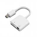 Adaptor Lightning to Lightning + 3.5mm Jack, incarcare si audio in acelasi timp - alb