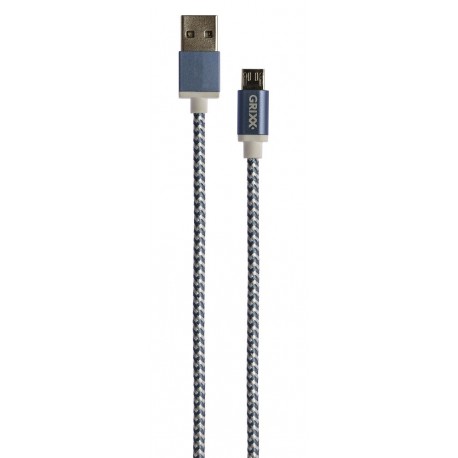 Cablu date GRIXX - Micro USB to USB, impletit, lungime 3m - albastru/alb