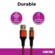 Cablu date GRIXX - USB-C to USB, impletit, lungime 1m - rosu/negru