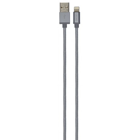 Cablu date GRIXX Optimum - 8-pin to USB Apple MFI License, impletit, lungime 1m - gri