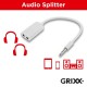 Cablu GRIXX Optimum - Splitter 2 x 3.5mm/Jack, lungime 18cm - alb