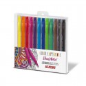 Carioca cu 2 capete, varf liner 0.7mm/tip pensula, 12 culori/set, ALPINO Color Experience