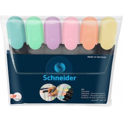 Textmarker SCHNEIDER Job Pastel,varf lat, 6 culori/set-(turcoaz,menta,lavanda,roze,piersica,vanilie)