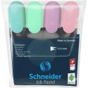 Textmarker SCHNEIDER Job Pastel, varf lat, 4 culori/set -(turcoaz, menta, lavanda, roze)