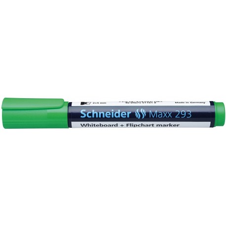 Marker SCHNEIDER Maxx 293, pentru tabla de scris+flipchart, varf tesit 2-5mm - verde