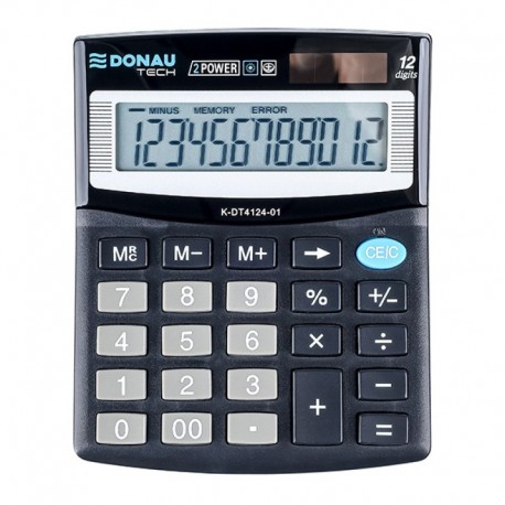 Calculator de birou, 12 digits, 125 x 100 x 27 mm, Donau Tech DT4124 - negru