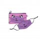 Penar dublu cu fermoar si masca material textil, ZIPIT Face-It Creature - roz