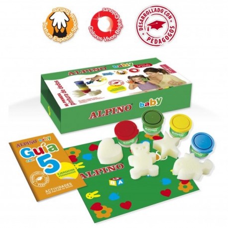 Tempera lavabila, pentru pictura cu mana, 4 culori x 100ml/set, ALPINO Finger Paint