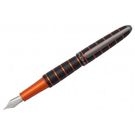 Stilou Diplomat Elox ring, cu penita M, din otel inoxidabil - black/orange