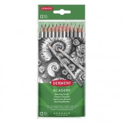 Creioane Grafit 5H-6B DERWENT Academy, blister, 12 buc/set, negru