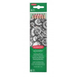 Creioane Grafit 2H-3B DERWENT Academy, blister, 6 buc/set, negru