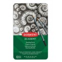 Creioane Grafit 6B-5H DERWENT Academy, cutie metalica, 12 buc/set, negru