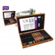 Set complet pentru schite si desen DERWENT Academy, cutie din lemn, creioane colorate, acuarela si g